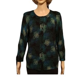 Hudson Studio Green & Black Cardigan sz Medium